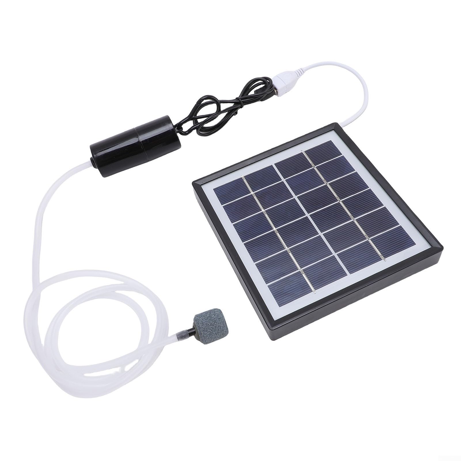 Bomba de aire solar portátil USB de 10 W, oxigenador de silicio monocristalino para acuario, pecera, uso al aire libre