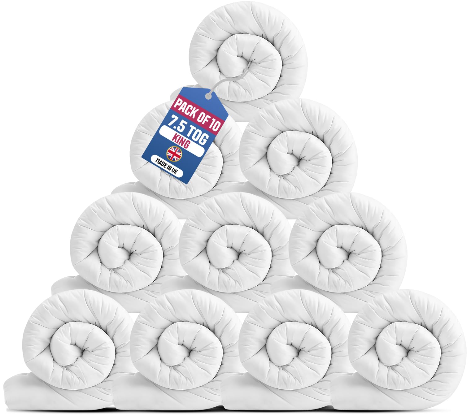 Hafaa King Size Duvet 7.5 Tog (10 Pack) Anti Allergy Summer Duvet King Size Hollowfibre Filling Quilts UK Made
