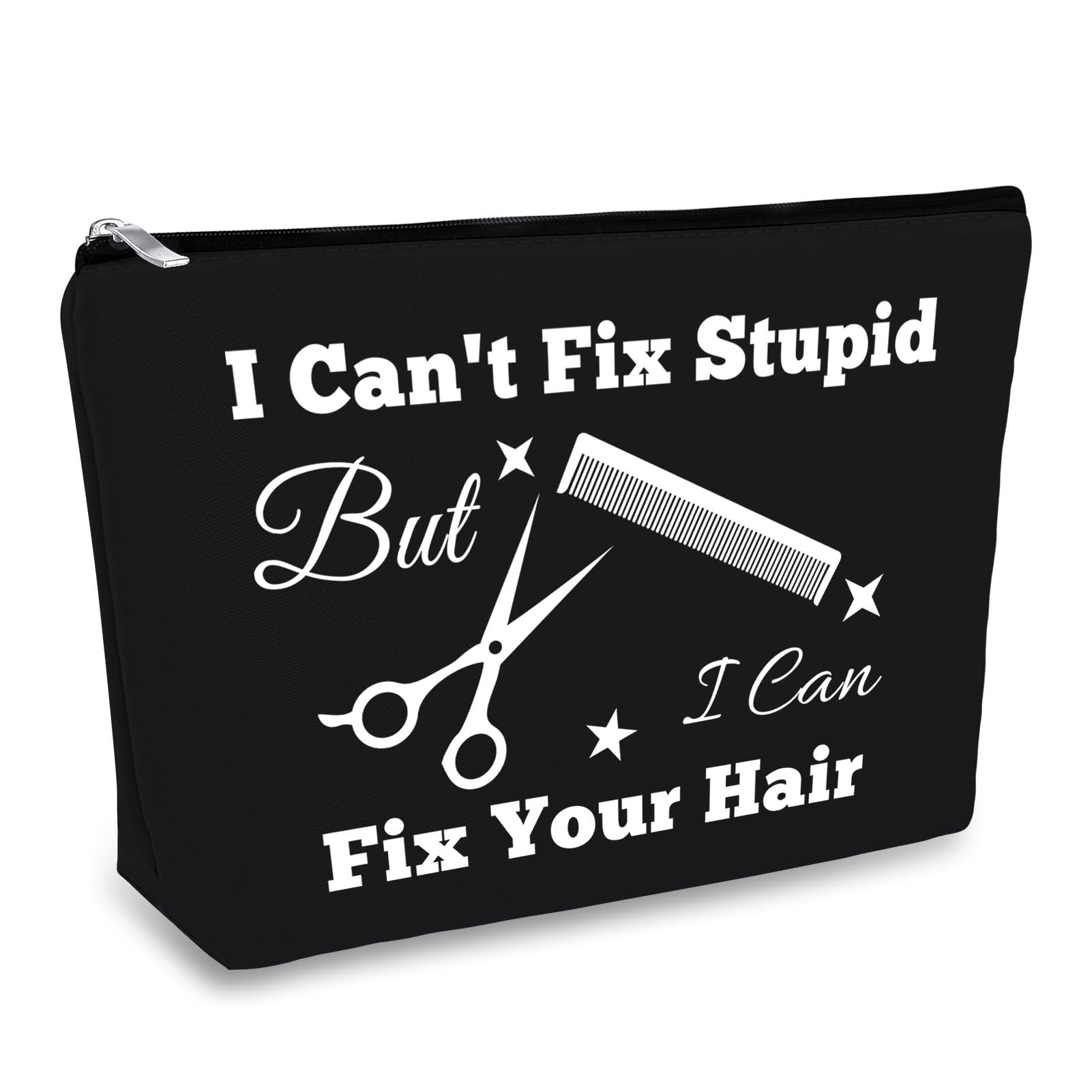 Hairdresser Gifts Makeup Bag Hair Stylist Gift Black Cosmetic Bags Funny Hair Dresser Gift Cosmetic Pouch Oxford Cloth Makeup Case Christmas