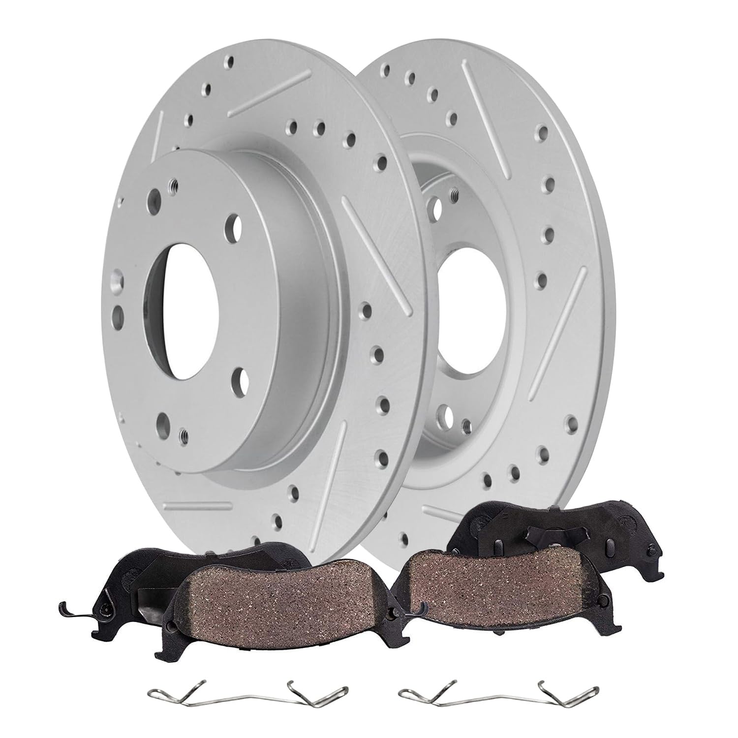 Detroit Axle - Rear Brake Kit for 2016 2017 2018 2019 2020 2021 Honda Civic | Drilled and Slotted Disc Brake Rotors Ceramic Brake Pads with Hardware