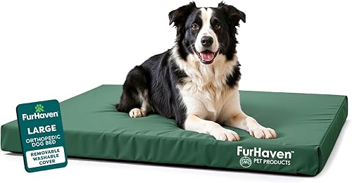 Miniatura 24 de Furhaven Cama ortopédica resistente al agua para perros grandes con funda extraíble lavable, para perros de hasta 95 libras – Colchón de lona Oxford