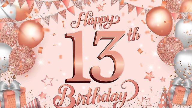 Rose Gold 13th Birthday Decorations Number 13 Circle Dot le Star Banner Garland Metallic Hanging Streamer Bunting Backdrop for Thirteen Official Teenage Girls 13 Years Old Birthday Party Supplies