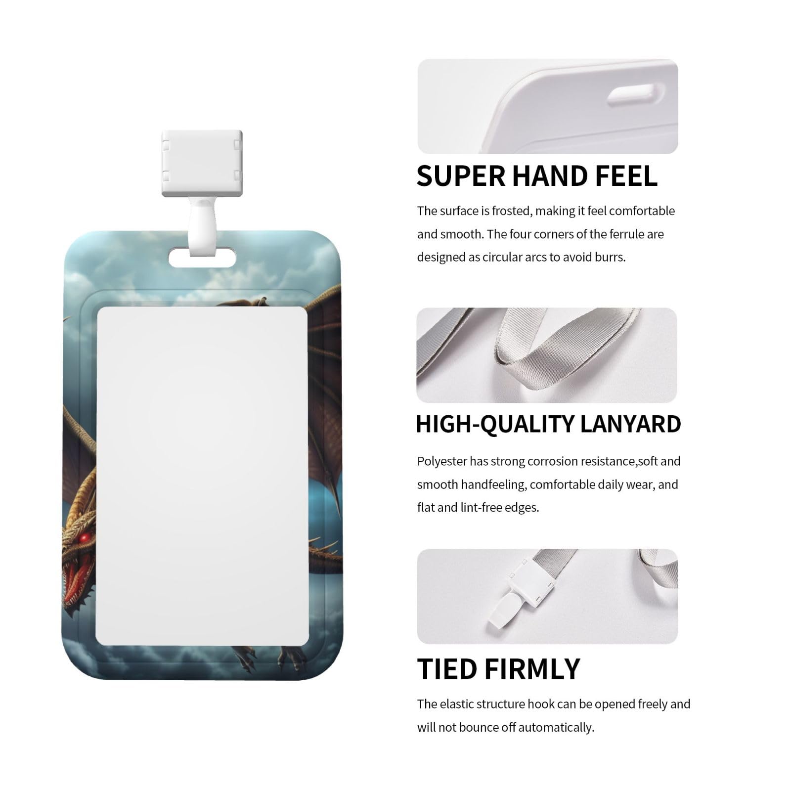 Porte-badge Vertical Rigide En Forme De Dragon Avec Cordon