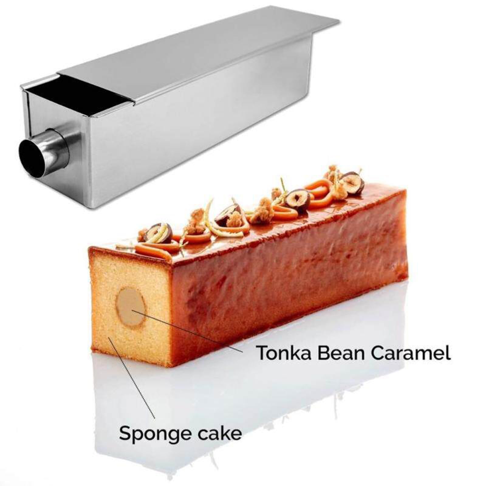 Molde para Pasteles De Viaje con Tubo, Molde Cuadrado De Acero Inoxidable para Pan, con Centro Tubular para Rellenar El Pastel Después De Hornear,Tubo Redondo Central,Herramienta Pasteles DIY