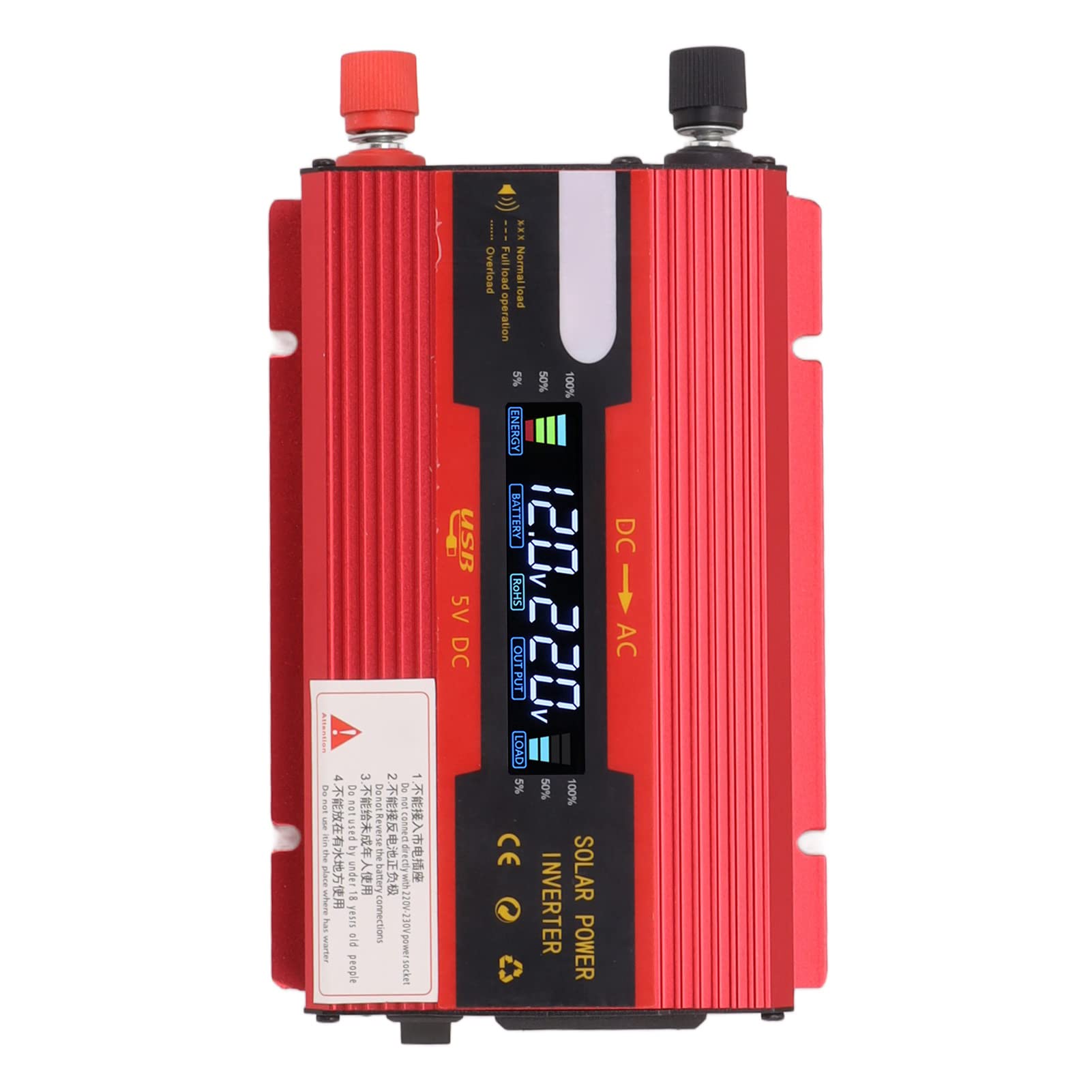 YWBL-WH Zmodyfikowany Falownik Sinusoidalny o Mocy 420 W Stop Aluminium 12 V Do 220 V Przetwornik Samochodowy z Wyświetlaczem LCD 50 Hz 420 W Do Podróży Samochodowych Kemping Użytku Awaryjnego
