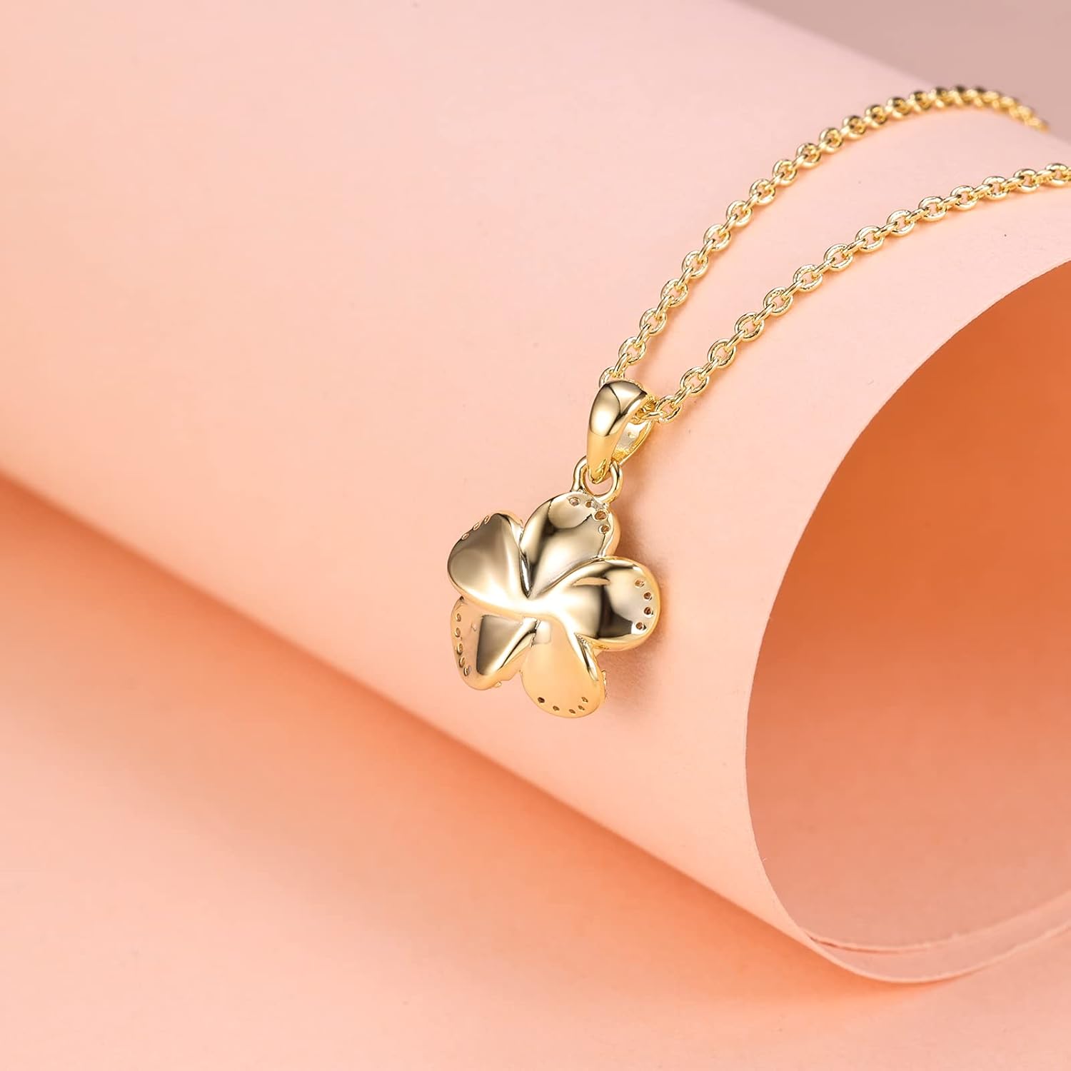 14K Gold Rose Flower Necklace For Women Sterling Silver Dainty Rose Gold Flower Pendant Necklaces Cute Gifts For Her Birthday wedding Anniversary Valentines Day - Image 5