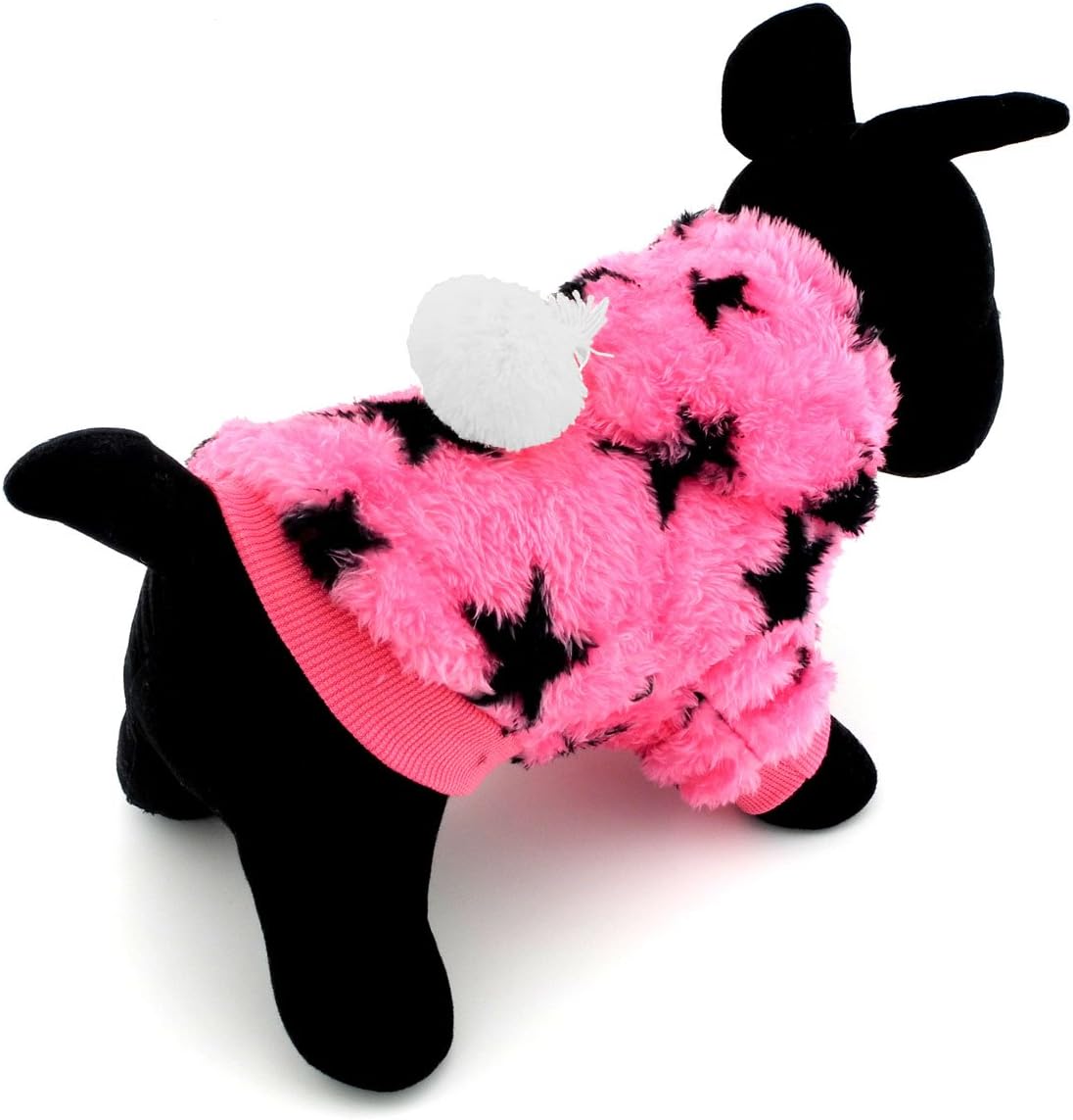 SELMAI Stars Fleece Fur Dog Coat Pattern Hoodie Pet Dog Clothes Small Puppy Cat Warm Dog Jackets Winter Pink S
