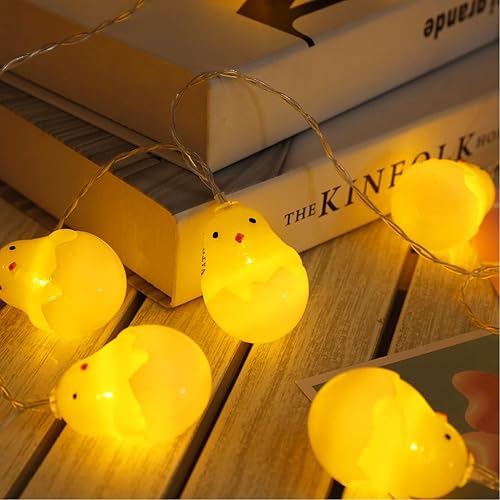 Miniatura 4 de Decoraciones de Pascua para interiores, 10 pies, 20 luces LED de cáscara de huevo de Pascua, luces colgantes de huevos de Pascua, funciona con