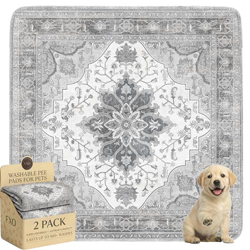 Image of Washable Pee Pads for Dogs,Great Urine Absorbent Reusable Puppy Training Pads,Waterproof,Leak-Proof & Non-Slip Potty Pads for Whelping,Crate,Playpen,Bed.(Gray Floral,36 inchx36 inch)
