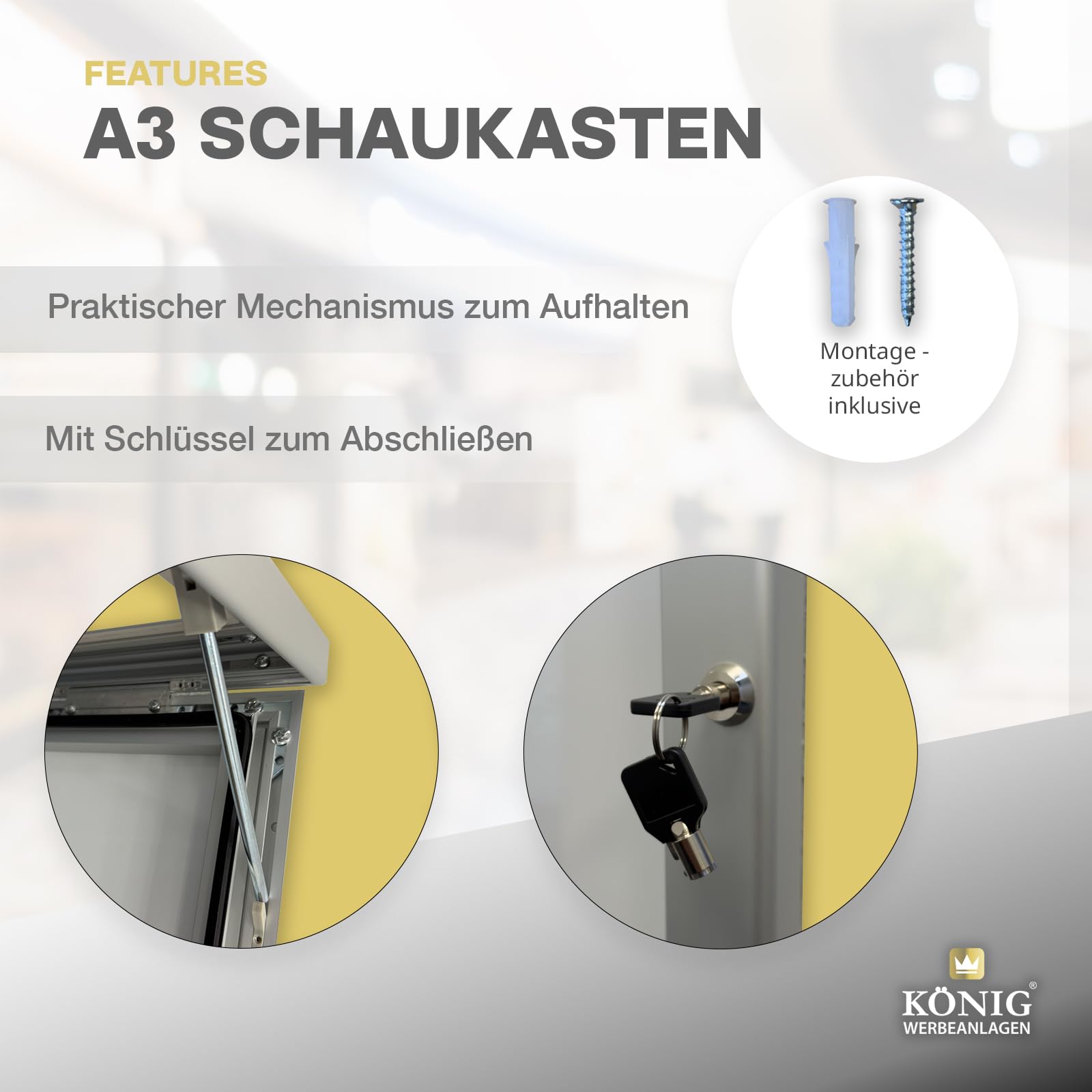 Schaukasten Keitum Economy 2x DIN A4 | Querformat B 390 × H 515mm | wetterfest für innen und aussen | abschließbar | Acrylglas 2mm | Alu-silberfarbig eloxiert