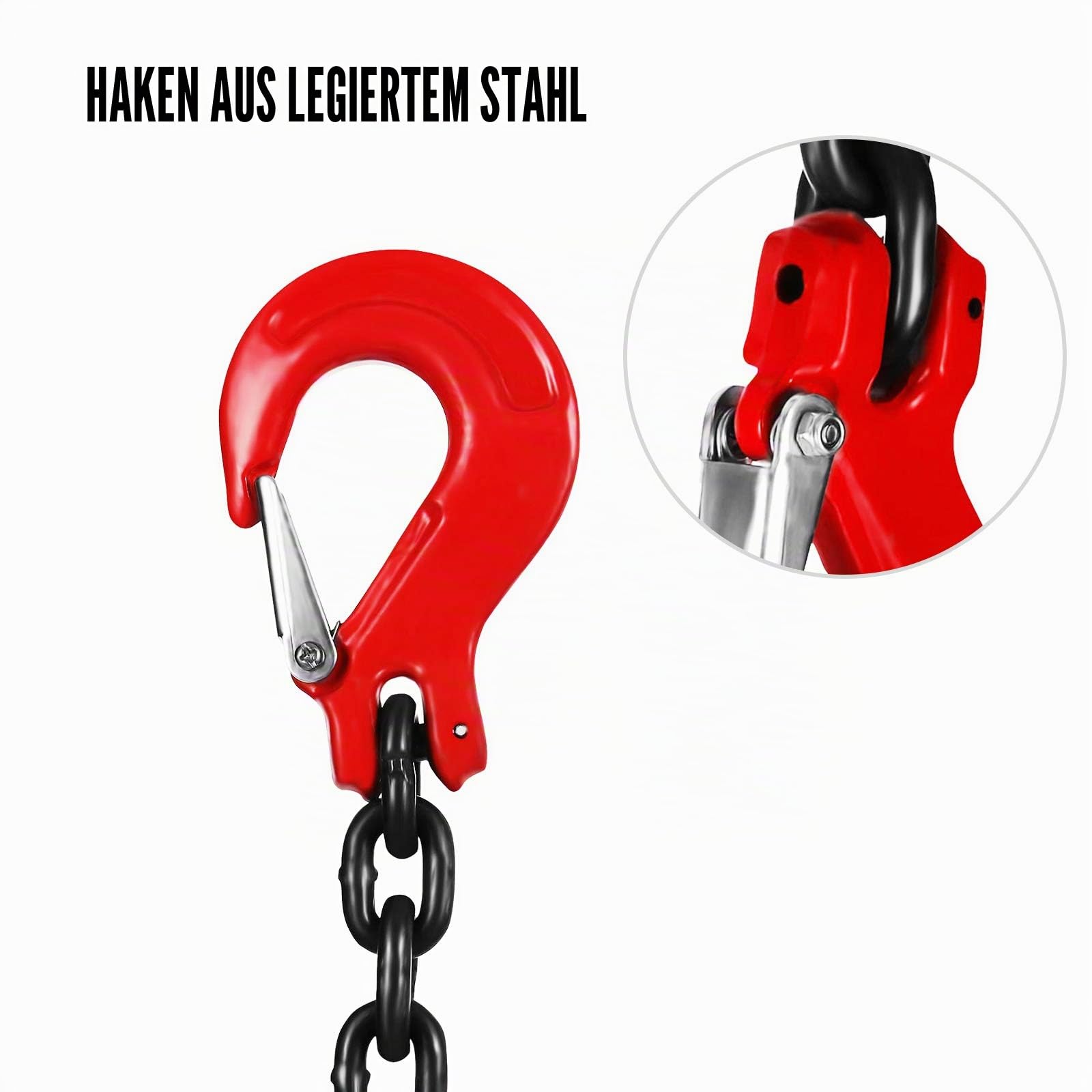 Happybuy 152 cm Kettenschlinge 5/16 Zoll x 5 Fuß Motorhebekette G80 legierter Stahl Motor Kettenzug Hebt 3 Tonnen mit 4 Beingreifhaken und Einsteller 1.5M 4 Strang 5FT