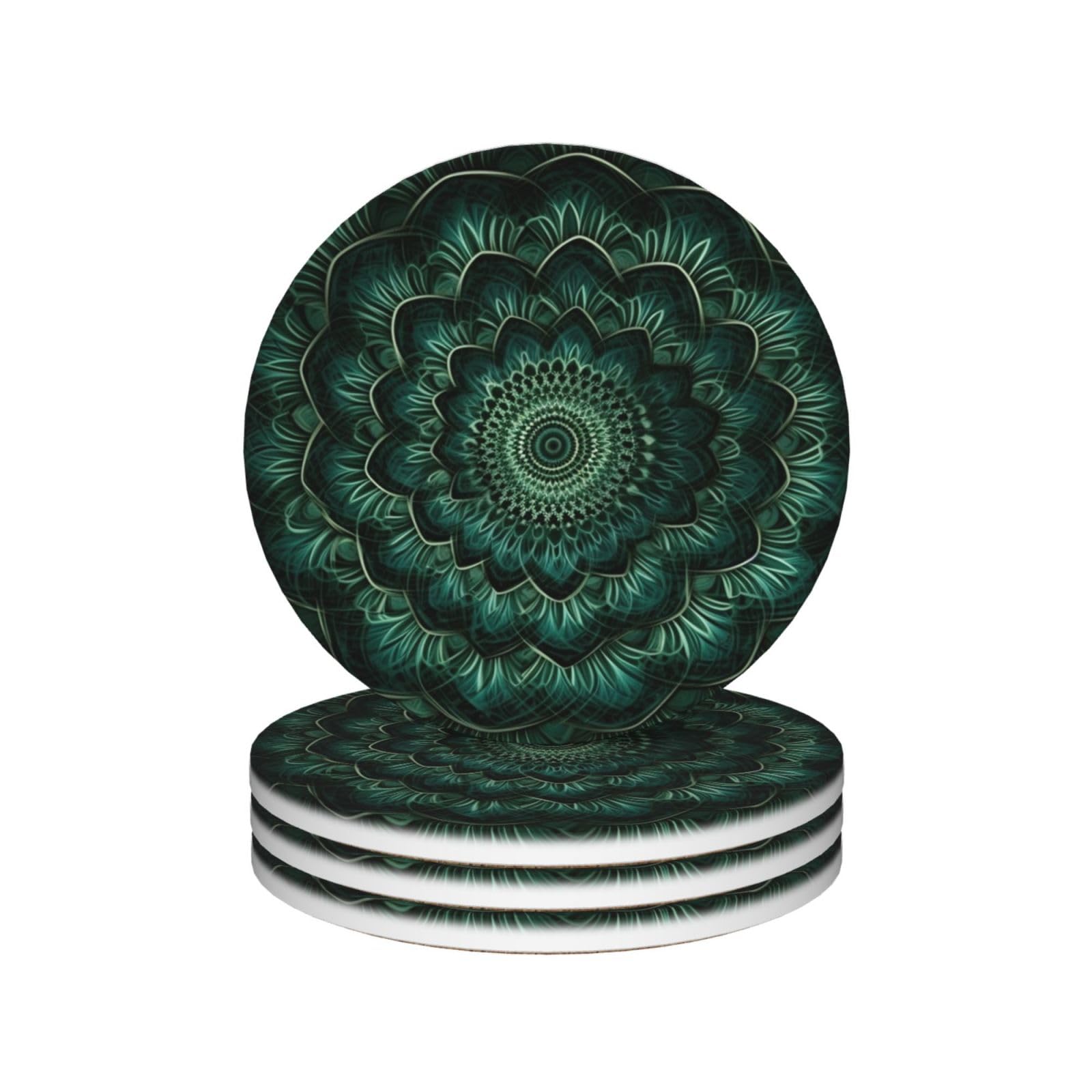 Dessous de verre céramique super absorbants lot de 4 imprimé lotus anti-tache