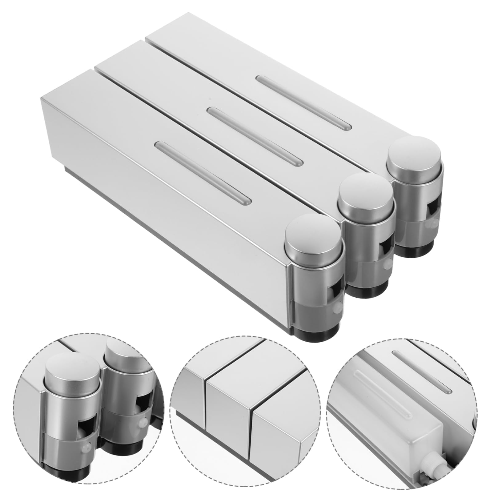 Dispensador de Jabón de Ducha de 3 Cámaras Plata Abs