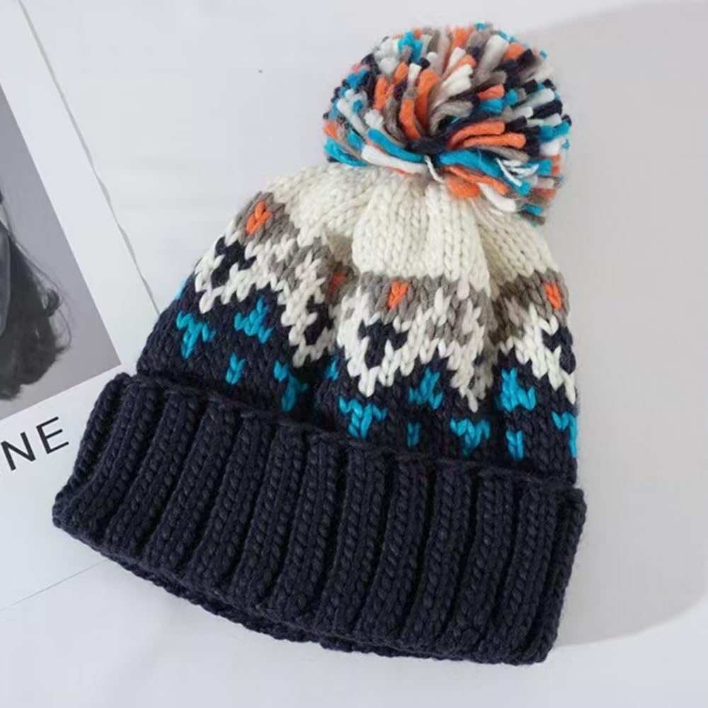 Czapki dla kobiet zimowa dzianinowa czapka beanie z pomponem vintage ciepła czapka dla kobiet miękka elastyczna czapka narciarska