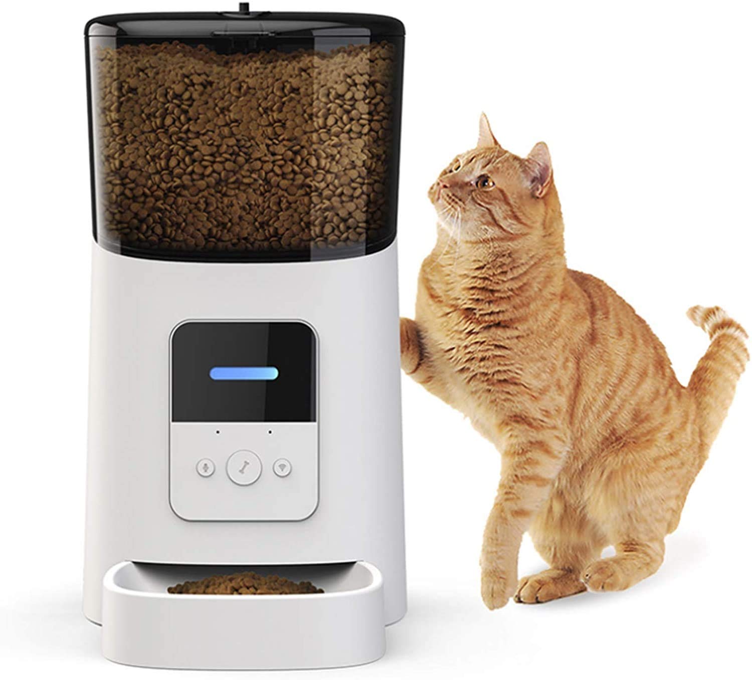 Alimentatore automatico per gatti automatico, Wi-Fi abilitato all'alimentatore per animali domestici intelligente per gatti e cani, con design senza zoccoli Distributore di cibo per cani auto co