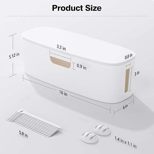 Miniatura 2 de Caja organizadora de cables  Caja organizadora de cables grande para ocultar la regleta de alimentación y debajo del escritorio, cables de