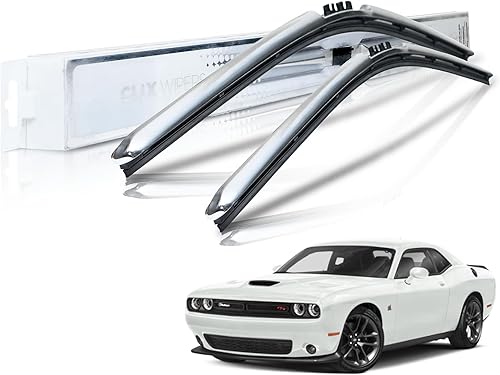 Miniatura 1 de Clix Wipers, Dodge Challenger - Juego de 2 limpiaparabrisas delantero, incluye clips de conexión rápida (cromo metálico, 2008-2023)