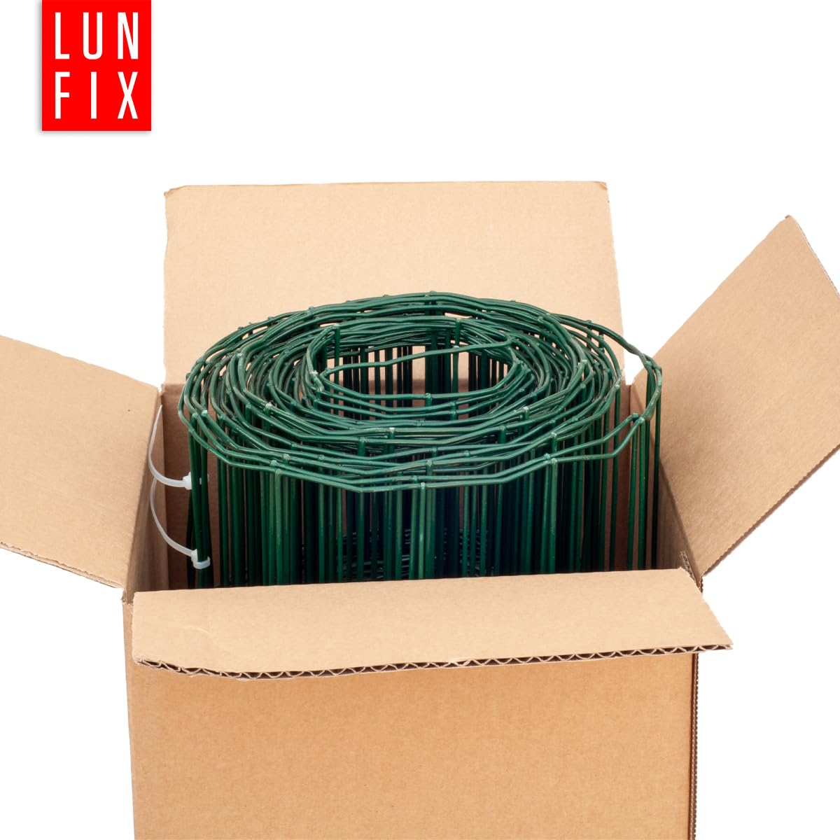 Valla de alambre - acero galvanizado verde revestido de PVC, 10 x 10 cm, Ø 2,1 mm, 1,5 m x 20 m, valla de jardín, valla para perros, valla de caza, valla de gallinas, malla de alambre soldada, Lun Fix