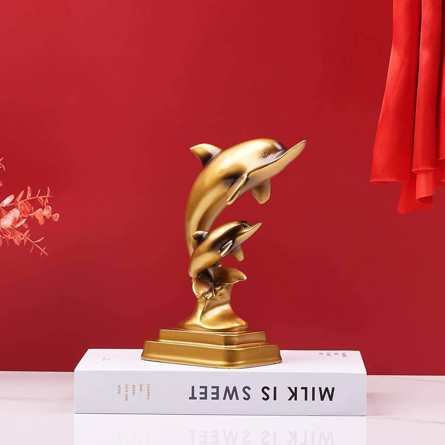 Amazon.co.jp: ゴールドイルカの置物装飾アクセント、沿岸生活の