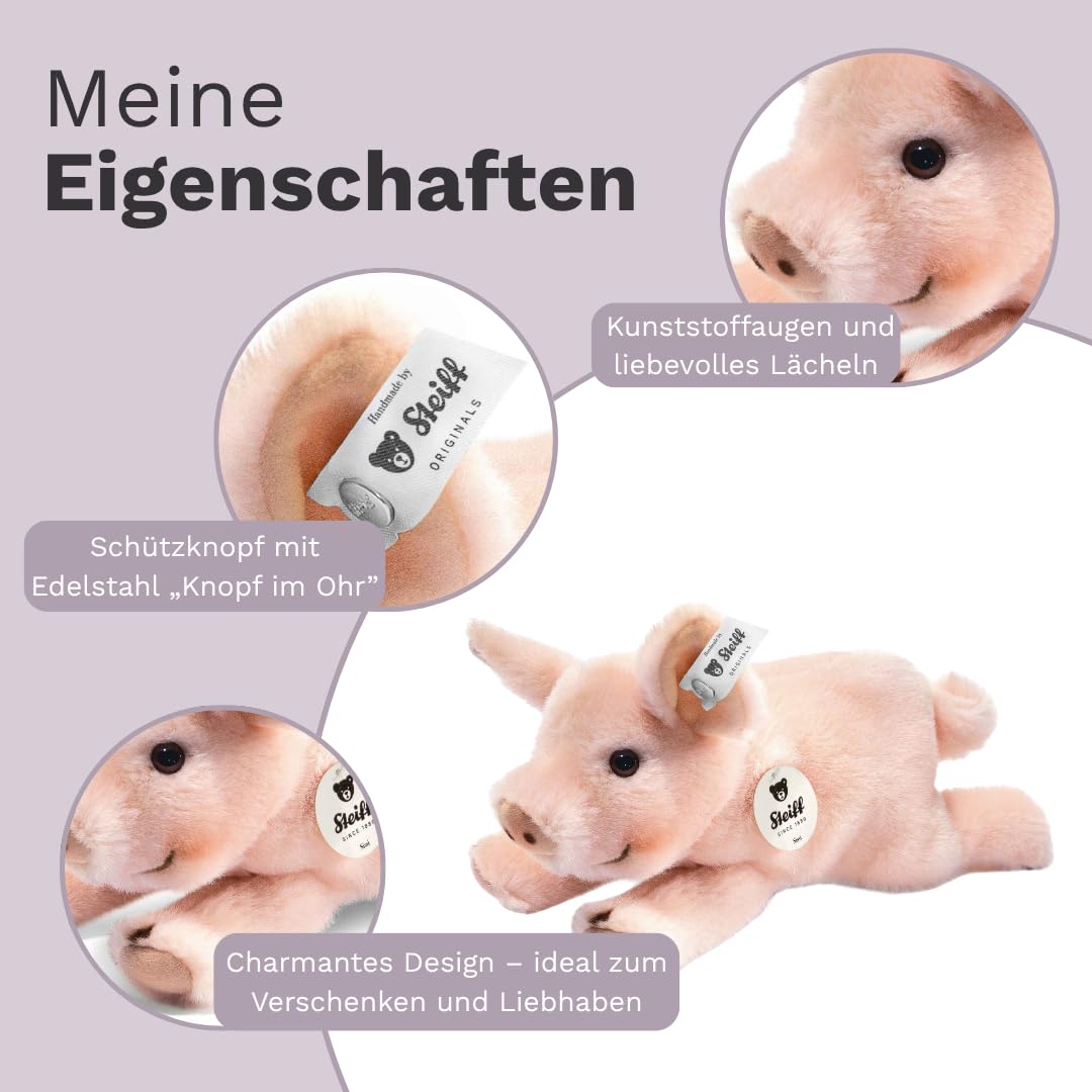 Steiff Kuscheltier Kleiner Freund Schweinchen Sissi, Süßes Stofftier mit Kunststoffaugen, Kinder, Jungen & Mädchen, Plüschtier 22 cm, Rosa, 280016