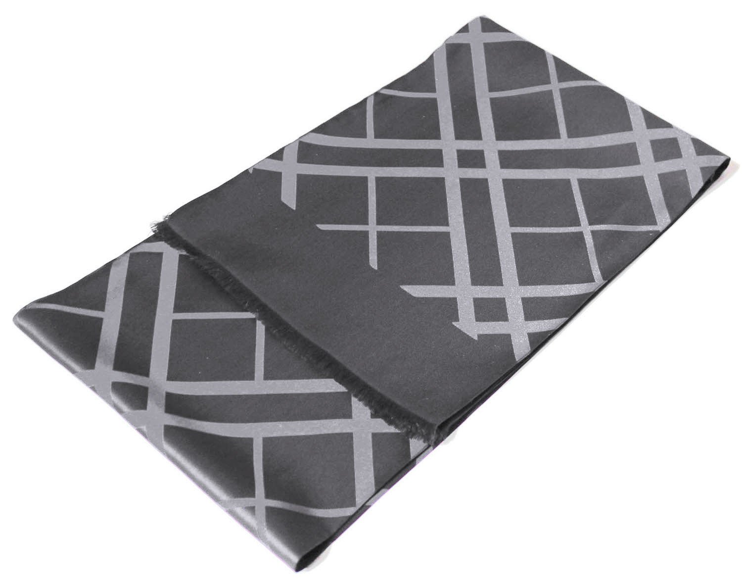 Lorenzo Cana Herrenschal aus 100% Seide aufwändig jacquard gewebter Damast Seidenschal Seidentuch Tuch silber-grau 25 cm x 160 cm 8921111