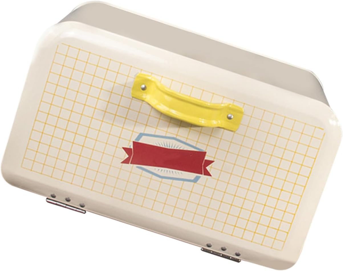 Luxshiny Large Capacity Bread Box with Hinged Flip-top Lid, Iron Metal Kitchen Storage Container for Snacks and Sundries, Household Tabletop Organizer for Bread and Kitchen Supplies