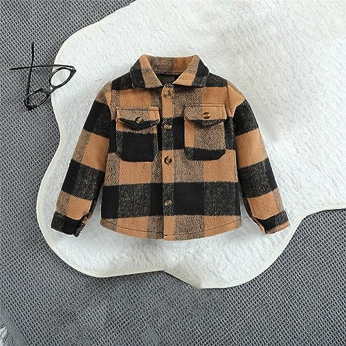 Toddler Boys Girls Shirt Coat Jacket Plaid Long Sleeve Turn Down Collar Button Tops Outwear Kids Girls Clothes3