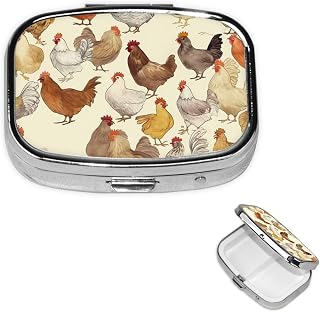 A Brood of Chickens Pill Box Round Pill Case for Pocket Purse 2 Compartment Medicine Pill Organizer Cute Portable Travel Pillbox Vitamin Cod Liver Oil Storage Box Unique Gift Organizer
