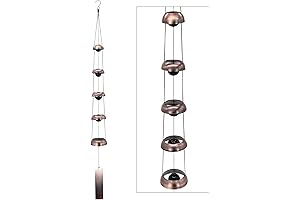 Red Copper Rain Chimes 5-Bells Outdoor Decoration