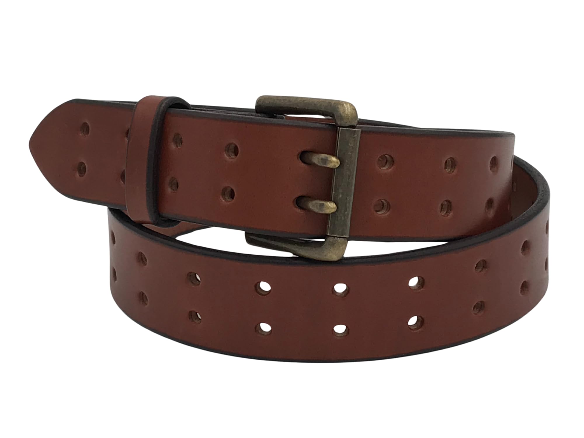 Handmade Double Hole Belt Genuine Bridle Leather 1.5 Inches Wide
