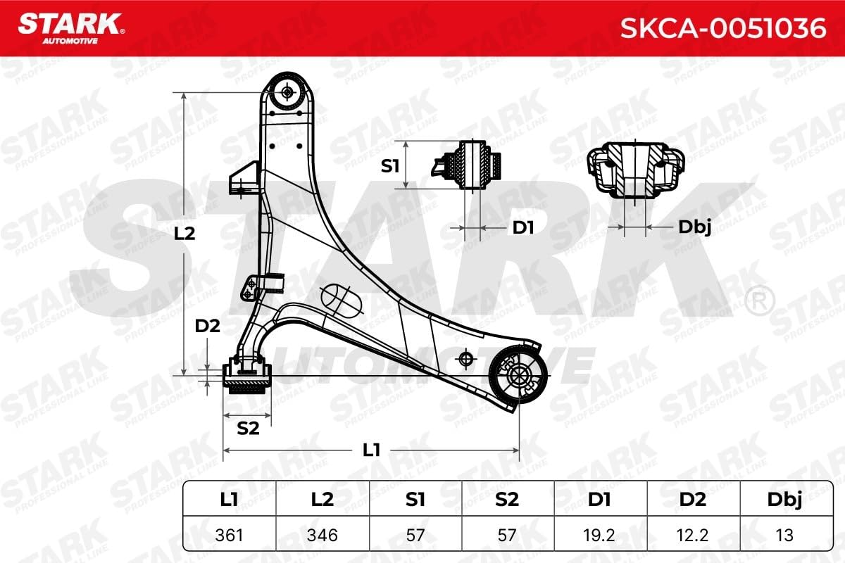 Wahacz Zawieszenia Koła STARK SKCA-0051036 przód prawo Kompatybilny z SUBARU IMPREZA hatchback GR, GH, G3 IMPREZA sedan GR