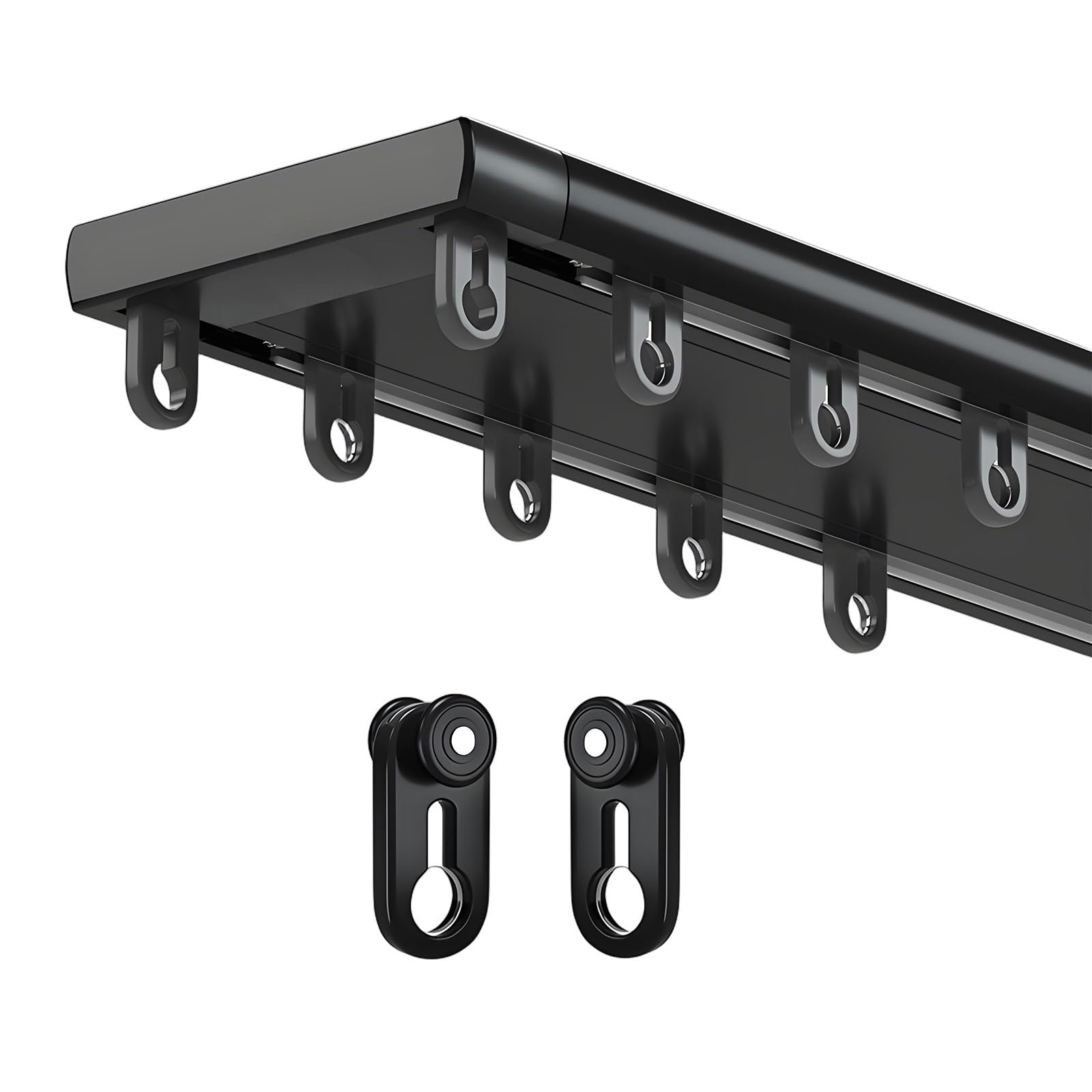 Aluminiowy system szynowy 3,0 m (9,8 ft) – szyna dwutorowa do przegród pokojowych Sk Black h Easy Inllat idealna do wystroju domu
