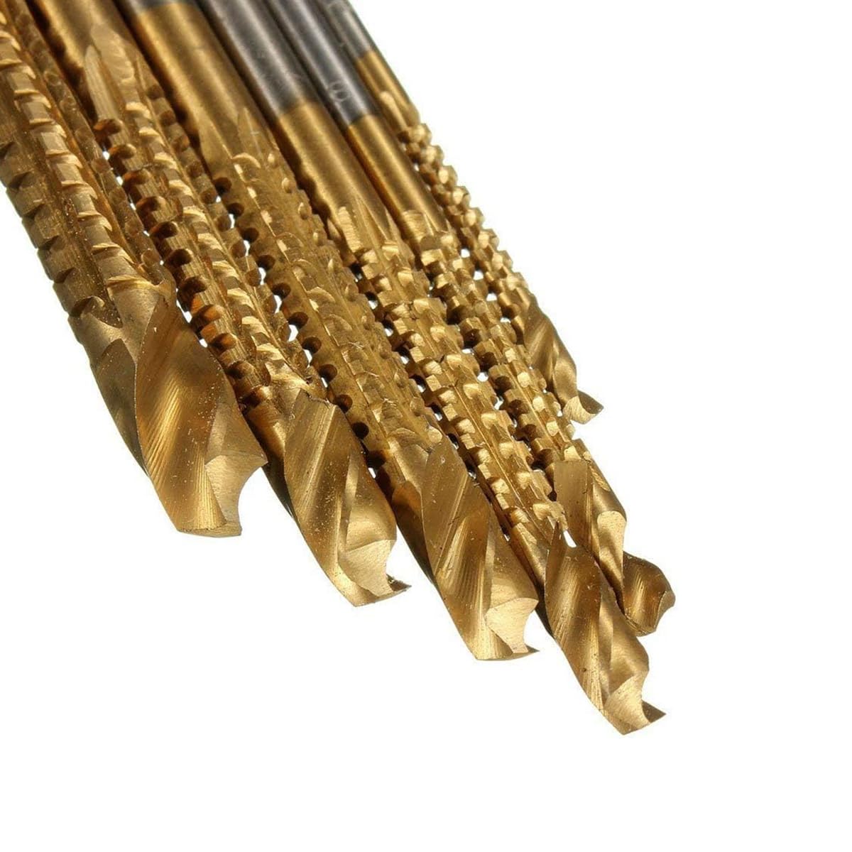 Treki 6pcs Broca de Sierra en Espiral HSS de Acero de Alta Velocidad 3-8 mm y Sierra Bit Set Titanio Recubierto Herramientas de Carpintería para Madera y Metal