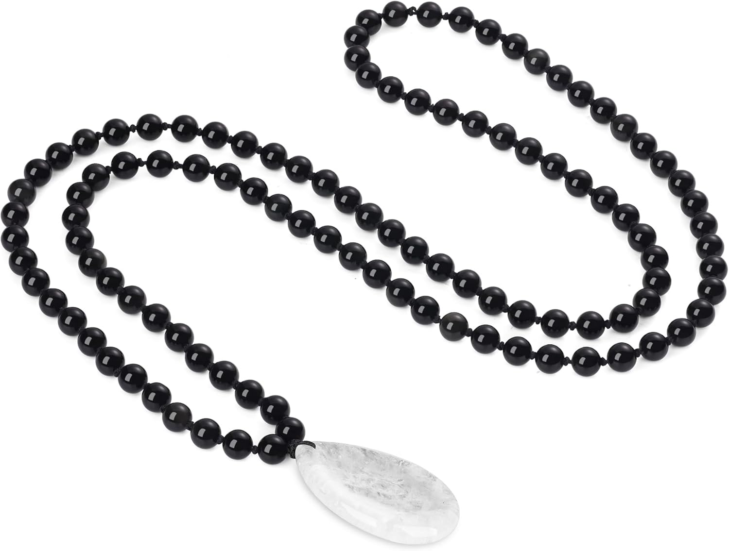 COAI Thumb Worry Stones Necklace for Men Women, Handmade 108 Mala Beaded Necklace for Women Men 8MM