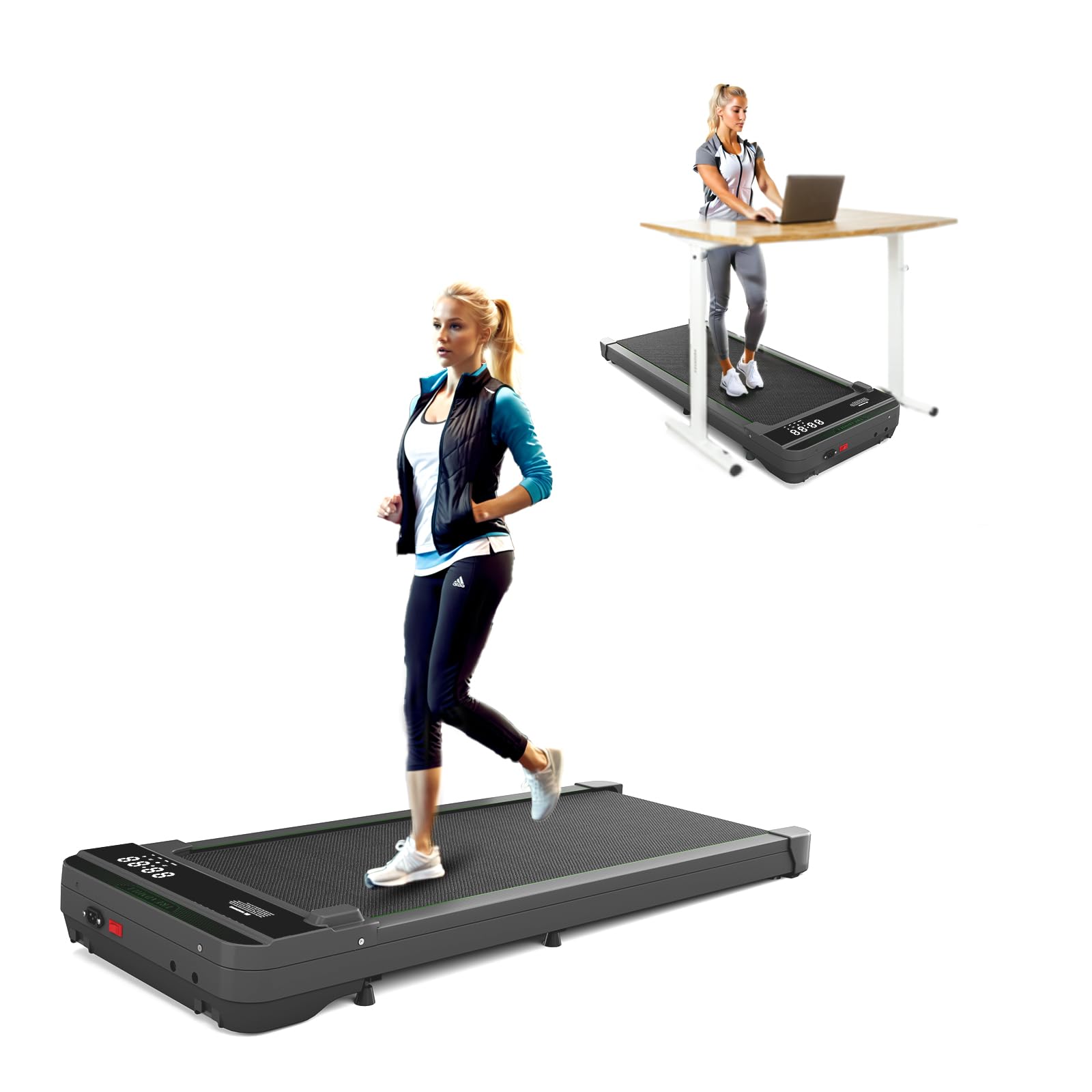 3 in 1 Portable Treadmill and Walking Treadmill for Home/Office, Remote Control and Large LED Display Screen