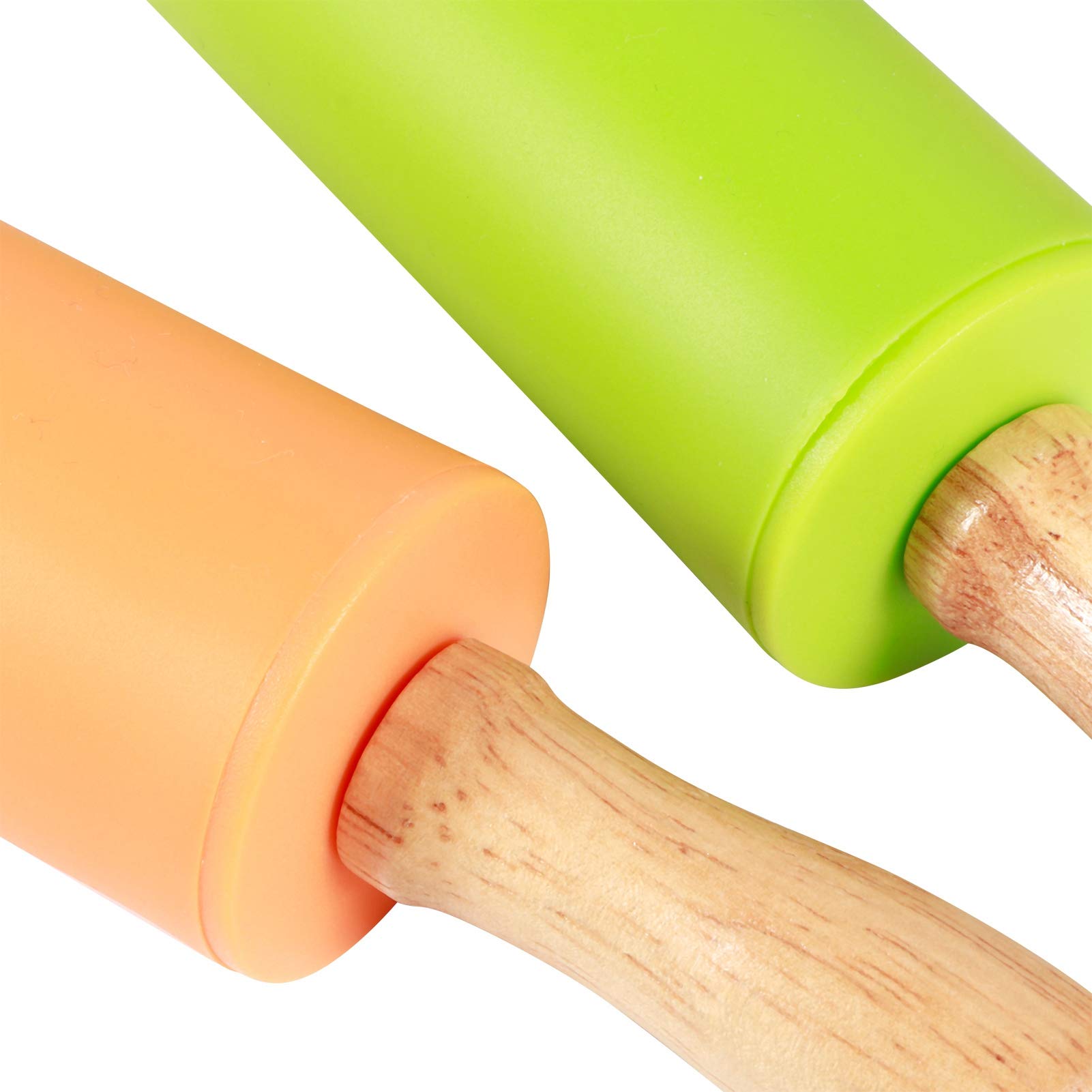 QUARKZMAN Silicona Alfileres Para Hornear 9.25" Antiadherente Silicona Superficie Madera Mango Rodillo Alfiler Pequeño Rodillo Juego Masa Alfileres Para Fondant Cocina Masa Pizza, Púrpura