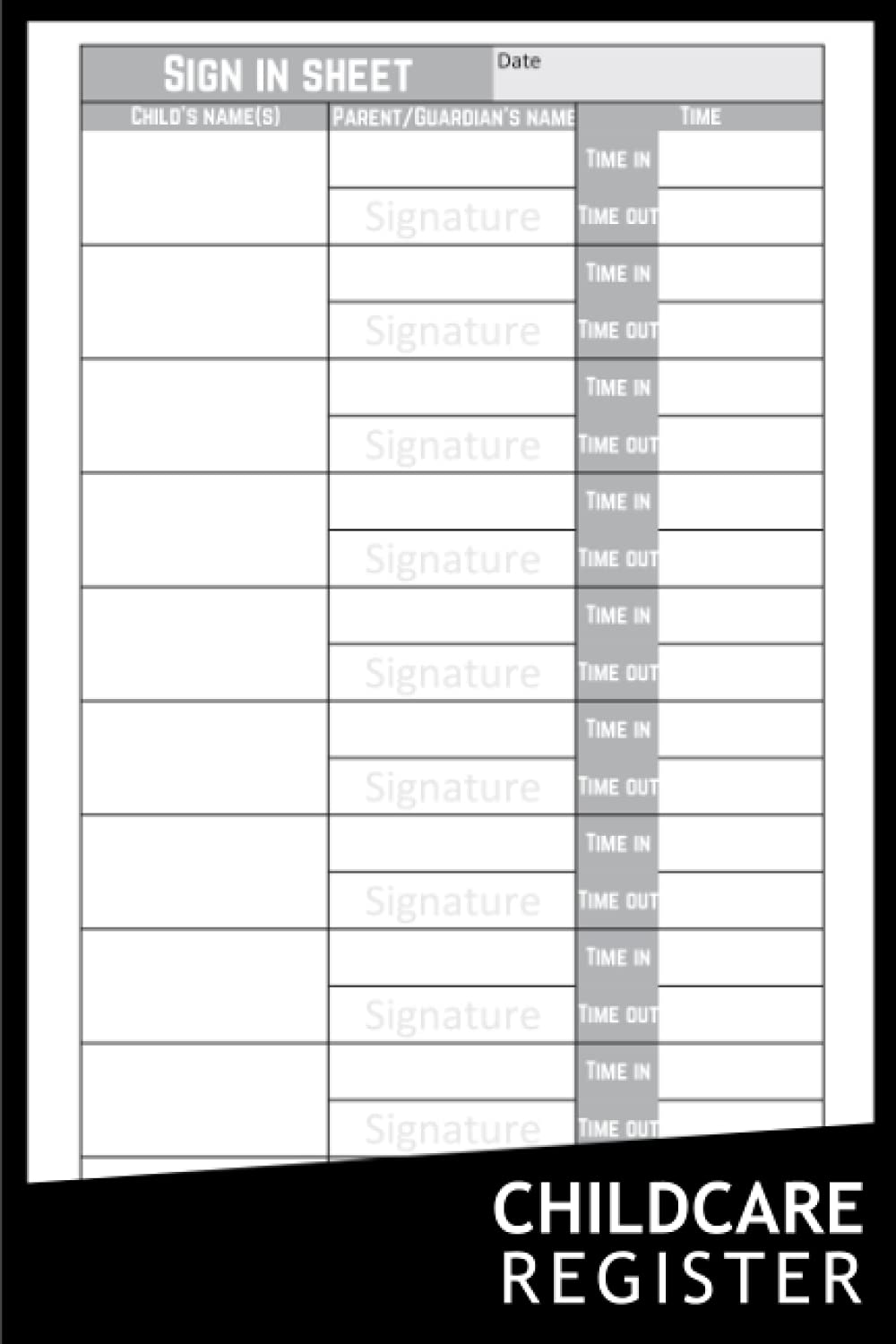 Childcare Register: Childcare Register Log Book | Daily Childcare Record Log | Childcare Attendance Log Book | Sign In And Out Register Record Book | ... Kids, Kindergartens and Babysitters |
