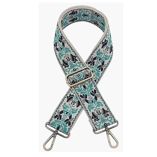 JEN & CO. Boho Vine Adjustable Guitar Strap in Camel/Navy/Teal - Crossbody Bag Strap, Purse Straps for Women's Shoulder Bags