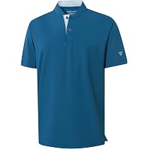 Mens Golf Shirts Collarless Performance Dry Fit Moisture Wicking Casual Solid Short Sleeve Henley Shirts for Men