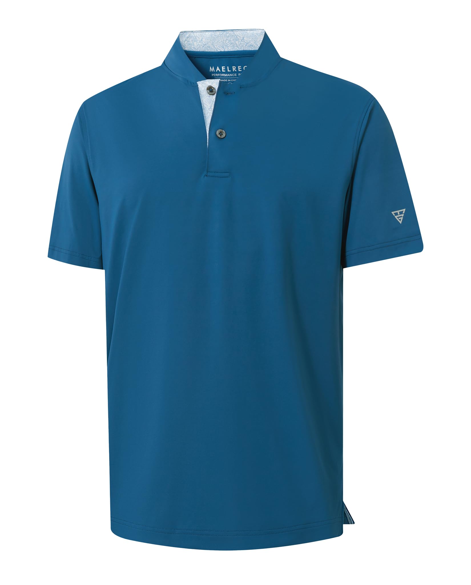M MAELREG Mens Golf Shirts Collarless Performance Dry Fit Moisture Wicking Casual Solid Short Sleeve Henley Shirts for Men — view 9