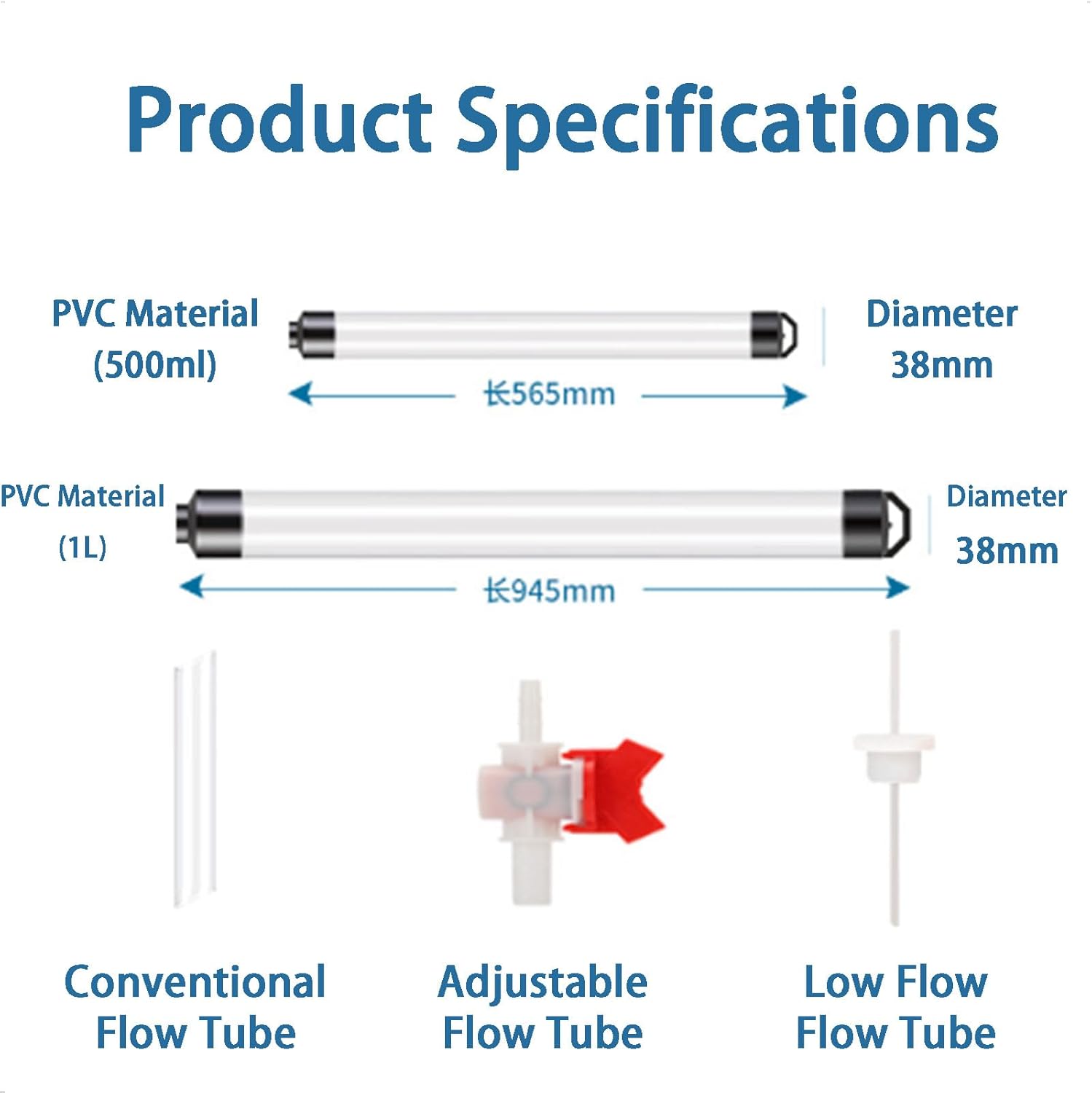 PVC Tank Sampler,Liquid Sampler,with Adjustable Valve & 10m Rope,0.5L/1 L,for Well Water, Groundwater(Size:Adjustable Flow Tube,Color:0.5L)