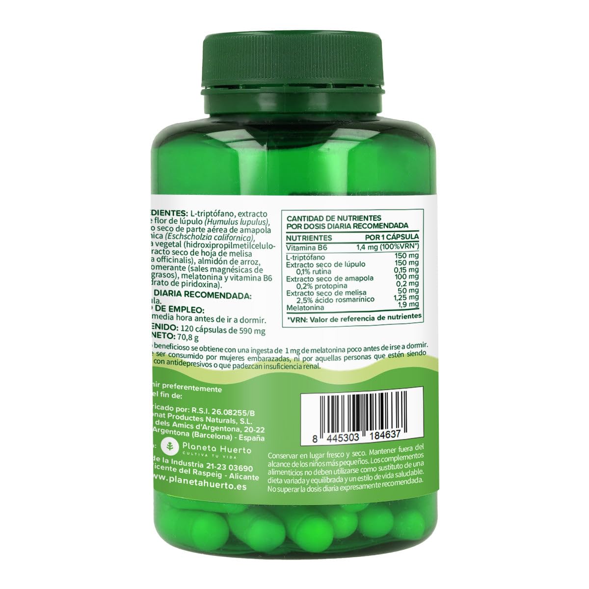PLANETA HUERTO | PACK 2x Melatonina Complex Natural 60 cápsulas – Melatonina Complemento Alimenticio para Dormir Mejor, Conciliar el Sueño Rápido y Combatir el Insomnio y Jet Lag