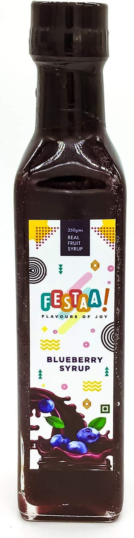 Festaa Blueberry Fruit syrup - 100% real fruit, natural, hand picked, top quality raw ingredients - No added synthetic flavors (350 g)