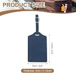 PATIKIL Suitcase Tags, Deep Blue Leather Luggage Name Tags Travel Accessories Airplane Essentials with Private Protection for Flying Hotel Check in Luggage Bags Men Women, 1 Pcs