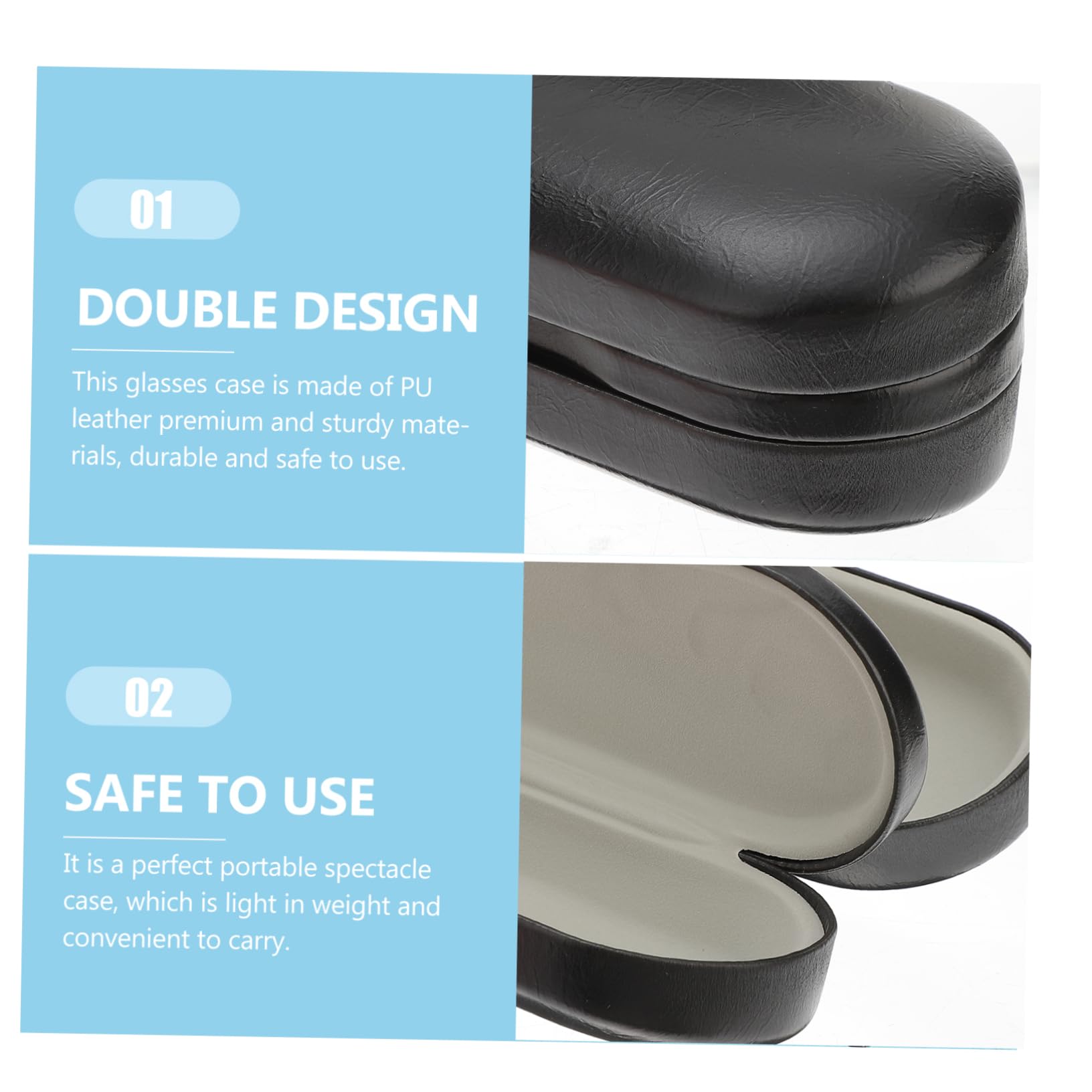 3piezas Estuche Doble Para Gafas De Pu Cuero Caja Rígida y Elegante Para Viajes Organizador De Lentes Protección Contra Arañazos y Golpes Para Uso Diario