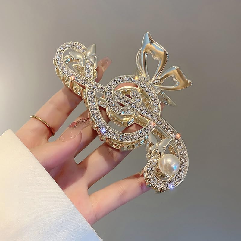 Miniatura 6 de Clip de pelo grande de lujo, clip de garra de diseño único de nota musical G Clef  Accesorios para el cabello para niñas  Clip de fiesta de regalo