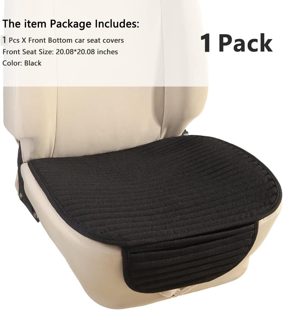 Suninbox Black Car Seat Covers,Buckwheat Hulls Car Seat Cushion,Truck Seat Covers,Compatible Sedan SUV Van MPV,Car Seat Pads,Bottom Seat Covers for Cars[Black Front Seat]