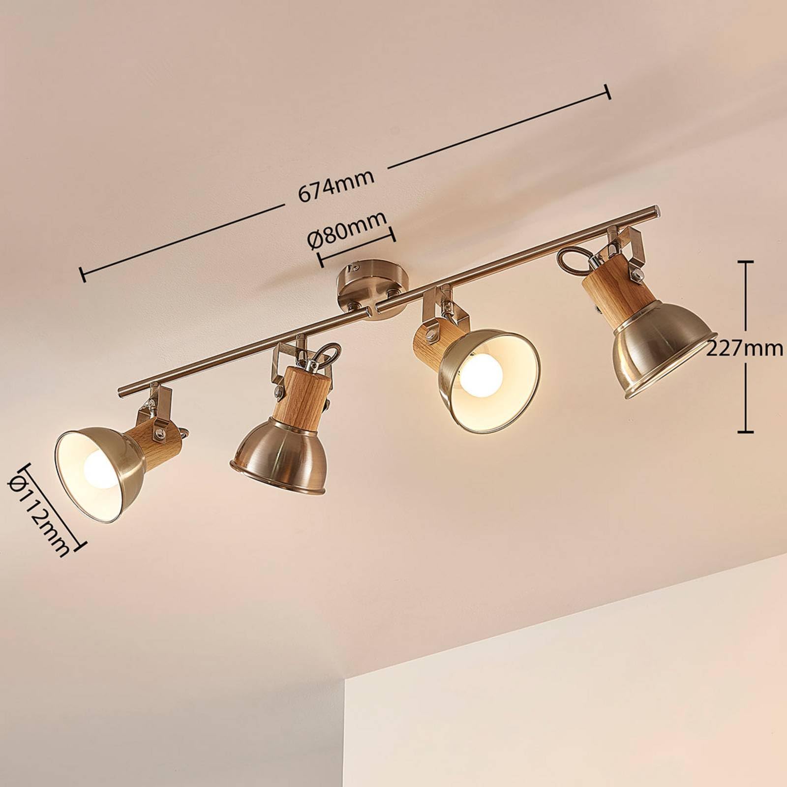 Lindby Strahler Dennis (Modern) in Alu aus Metall (4 flammig, E14) - Deckenlampe Deckenleuchte Lampe Spot Küchenleuchte