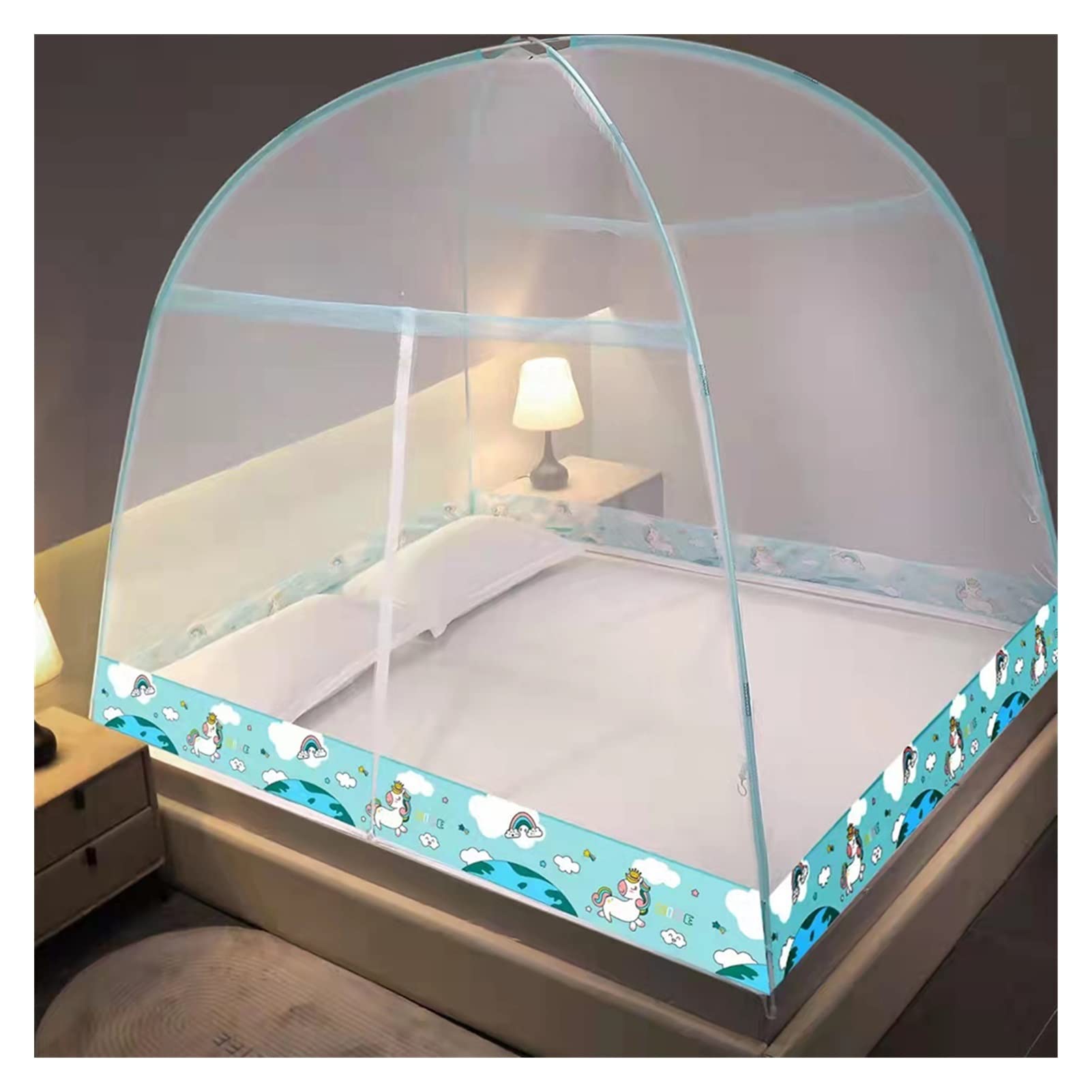 GJMSSMY Luxury Mosquito Net Tent for Twin to King Size Bed Finest Holes Canopy Screen Folding Design with Bottom (Color : D, Size : 150 * 200cm)