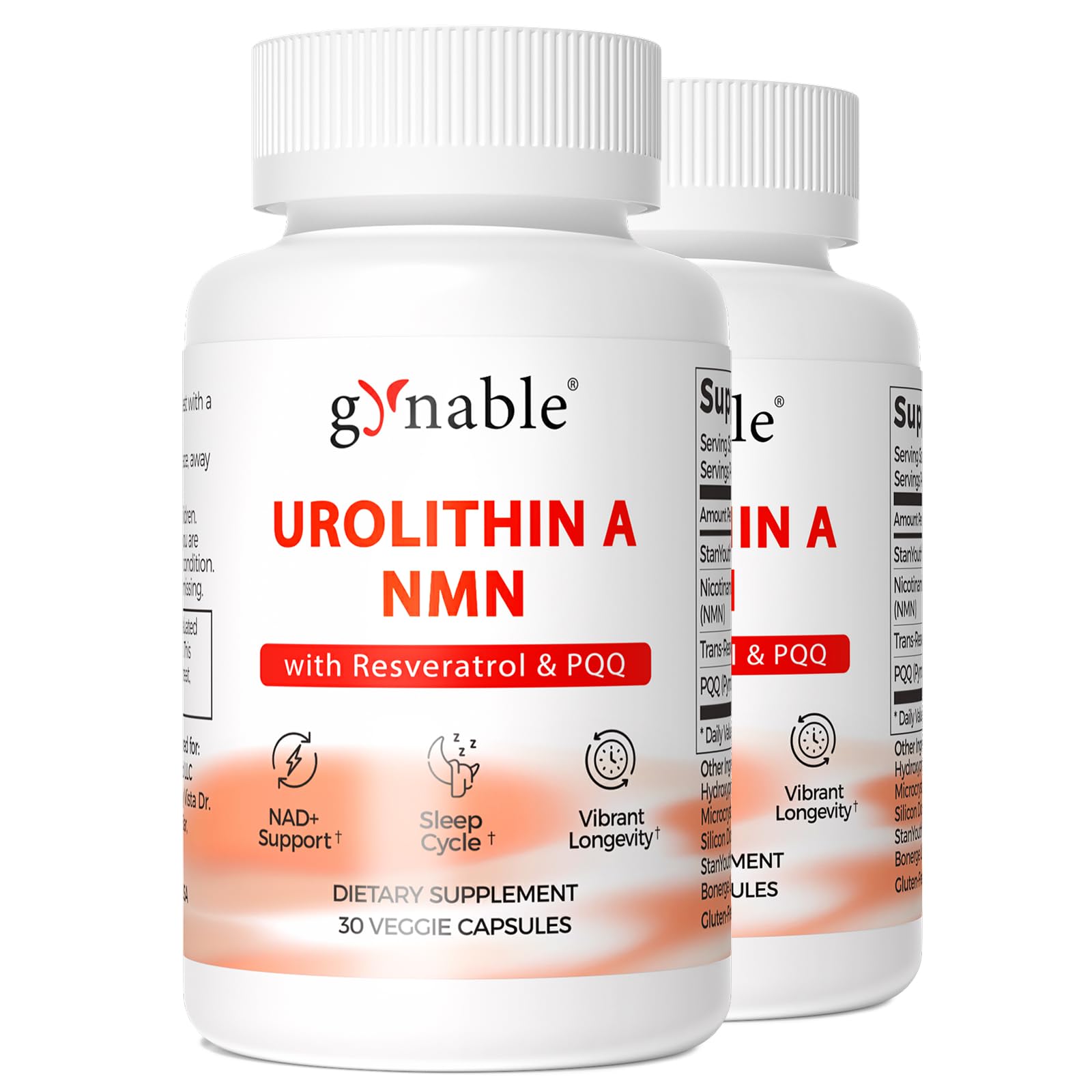 Vevoec Suplemento com NMN, PQQ, StanYouth® Urolitina A e trans-resveratrol, 60 cápsulas